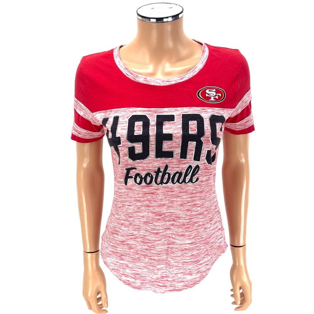 NFL TEAM APPAREL T-Shirt 49ers Women's SIZE SMALL Red Silver Metallic Fan Top